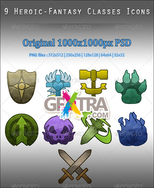 GraphicRiver - 9 Heroic-Fantasy Classes Icons