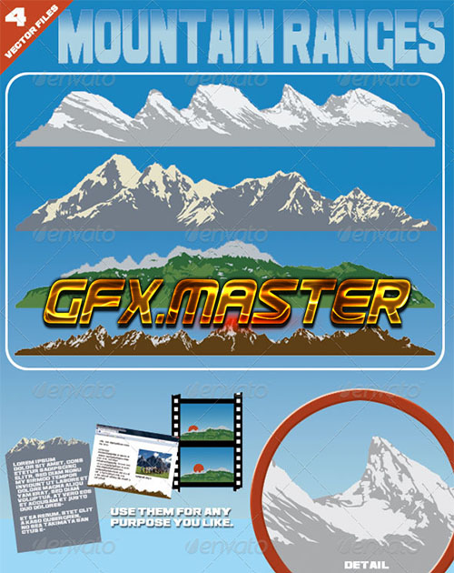 GraphicRiver - 4 Vector Mountain Ranges