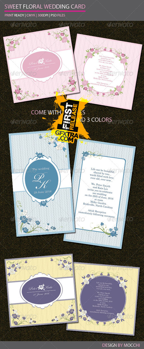 GraphicRiver Sweet Floral Wedding Card