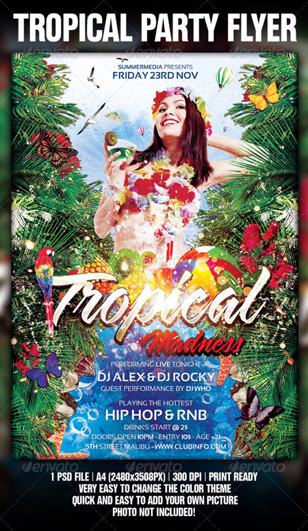 GraphicRiver Tropical Summer Madness Party Flyer Poster - Reupload
