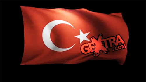Turkey Flag 3D Rendering with Alpha Channel