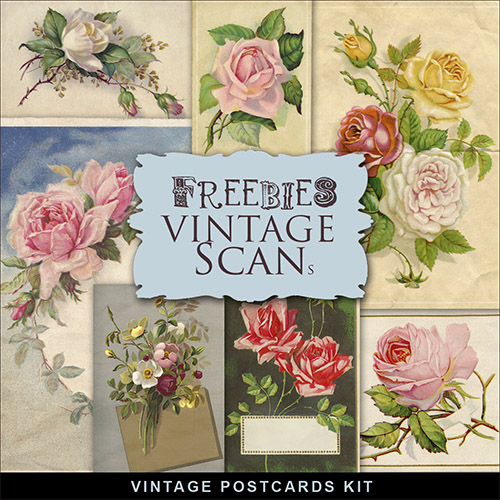 Scrap-kit - Vintage Postcards With Roses 2013