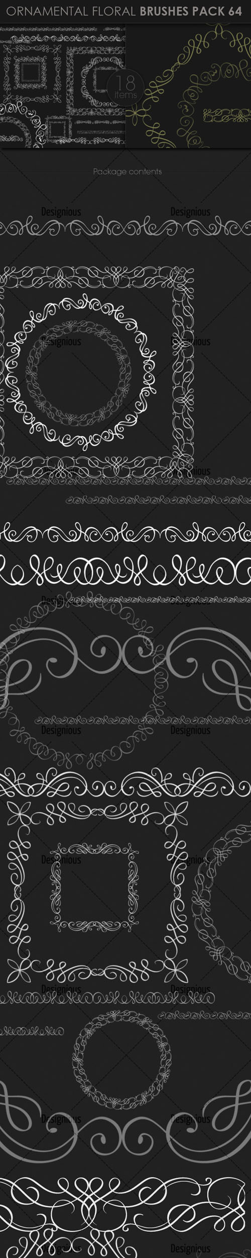 Ornamental Floral Photoshop Brushes Pack 64