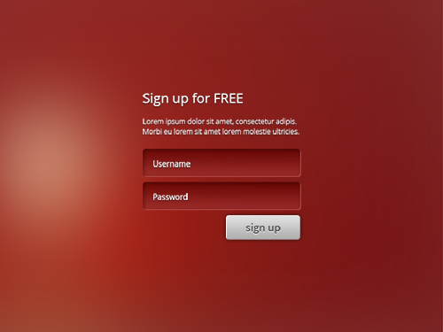 PSD Web Design - Red sign up form