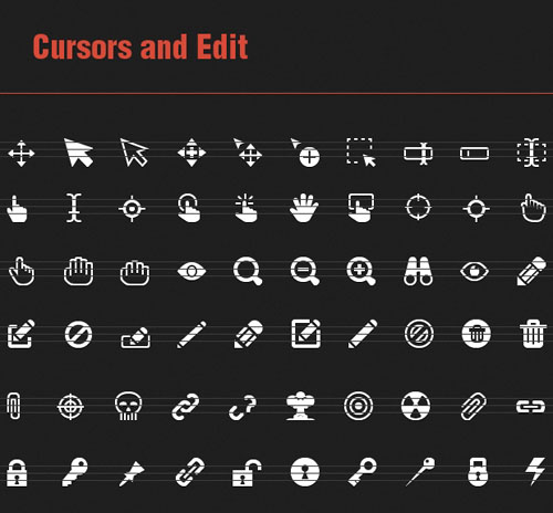 60 Vector Icons with Cursors and Edit