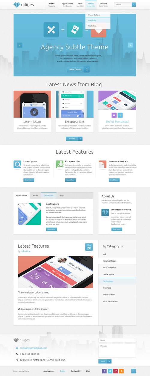 Pixeden - Diliges Agency Psd Web Template