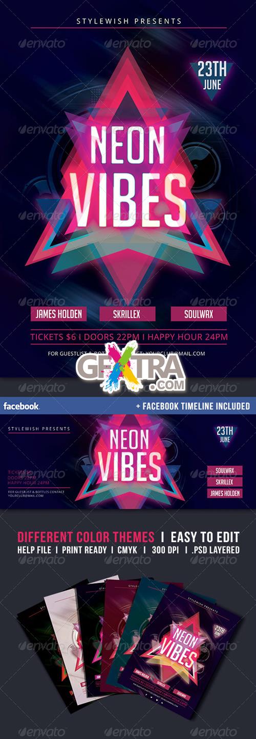 GraphicRiver - Neon Vibes Flyer + Fb Timeline