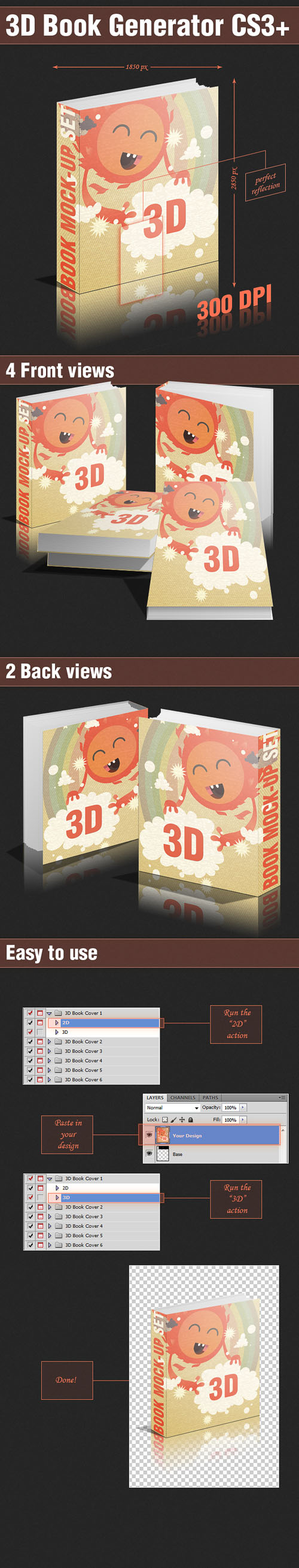 Designtnt - 3D Book Generator PS Actions