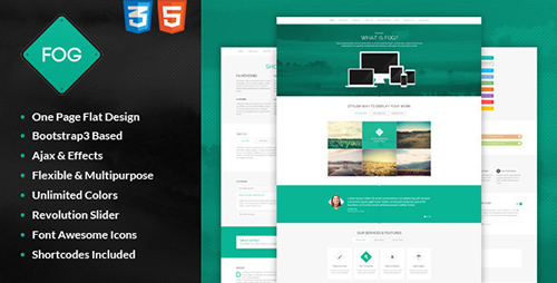 ThemeForest - FOG - Flat One Page Bootstrap3 Template - RIP