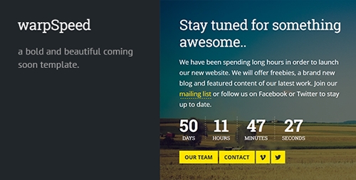 ThemeForest - Warpspeed - Responsive Coming Soon Page - RIP