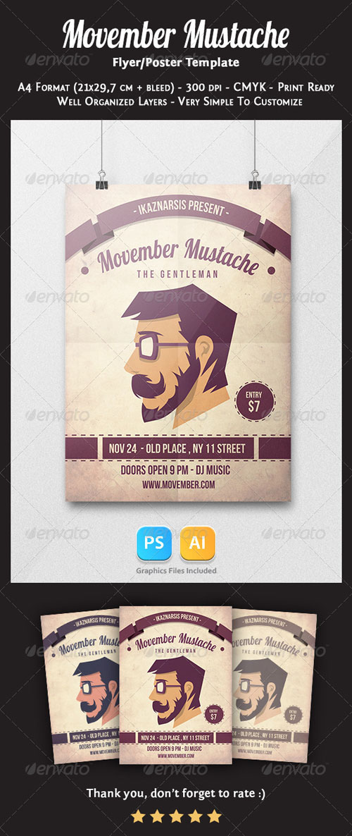 GraphicRiver - Movember Mustache Flyer Template