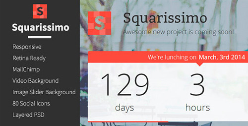ThemeForest - Squarissimo - Responsive Coming Soon Template - RIP