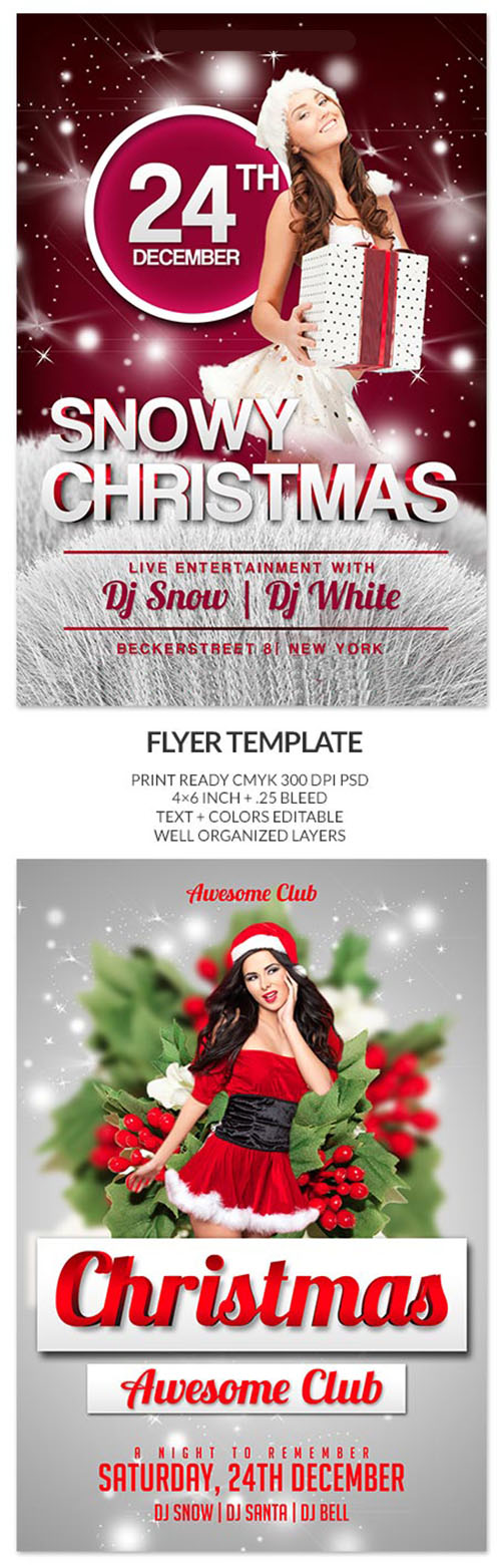 Snowy Christmas Party Flyer/Poster PSD Template
