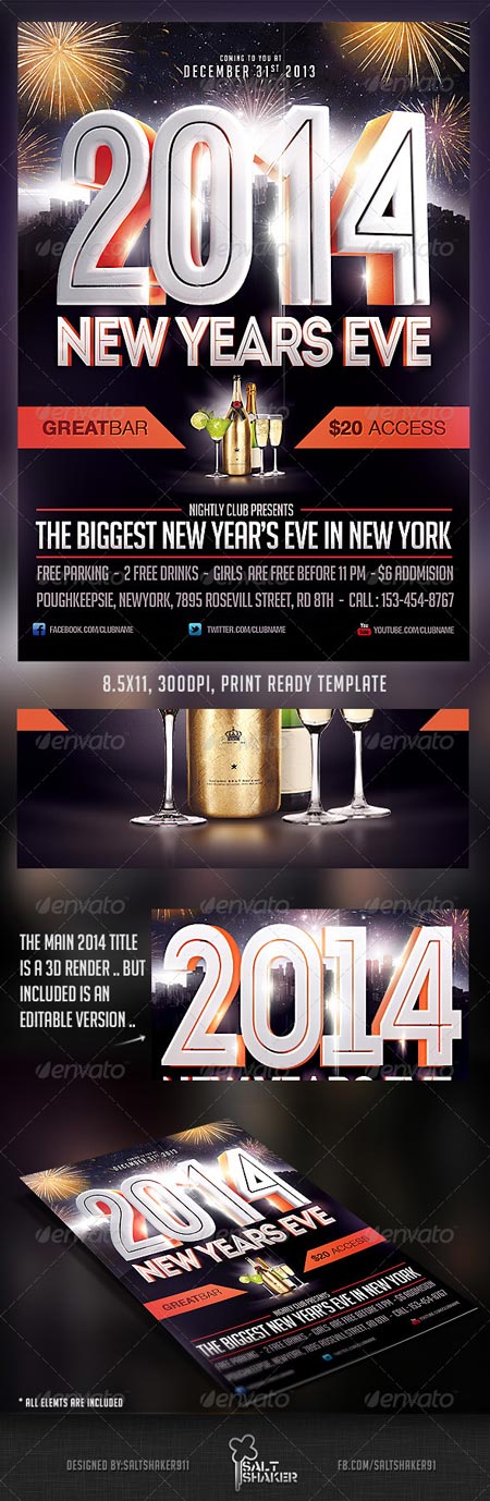2014 New Years Eve Flyer Template 6136251