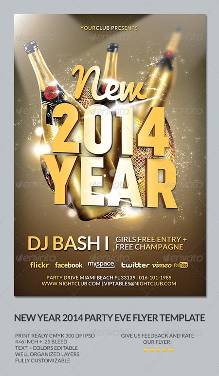 New Year\'s Eve 2014 Party Flyer Template 6198036