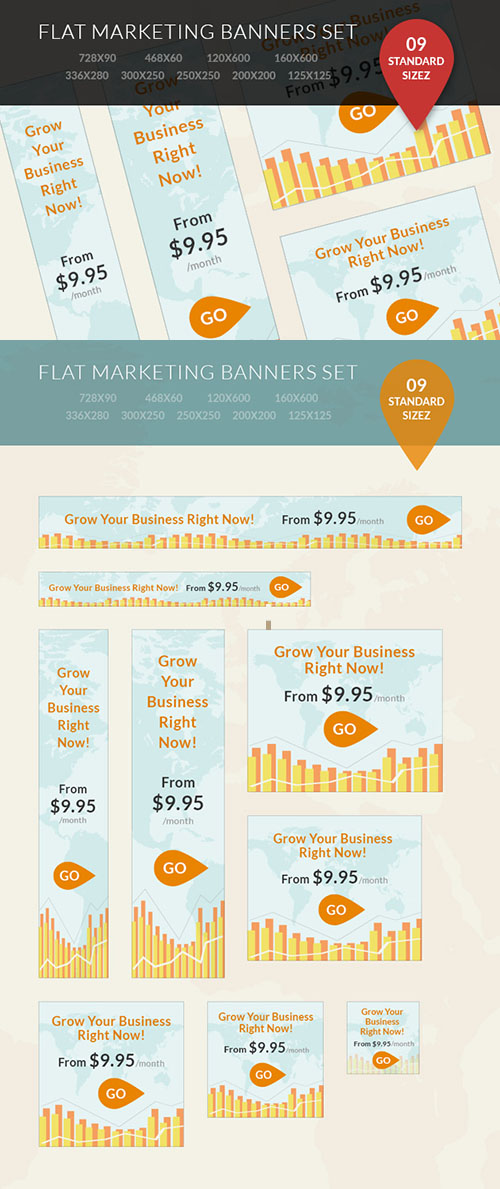 Designtnt - Flat Marketing Banner Set