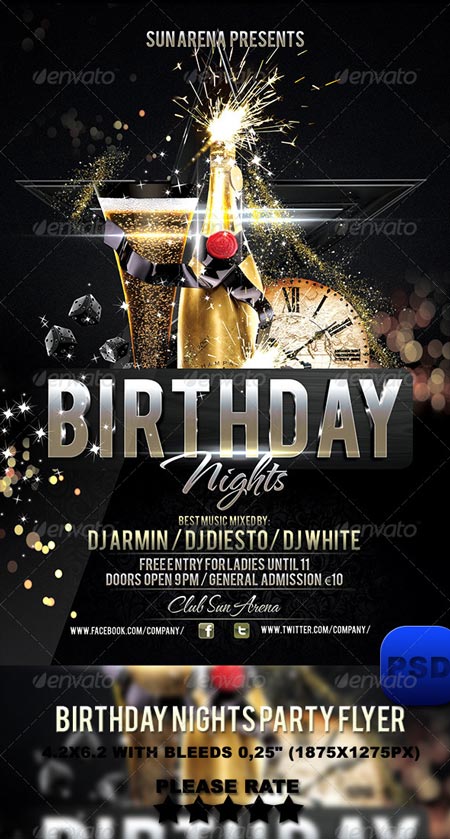 GraphicRiver Birthday Nights Party Flyer 6217618