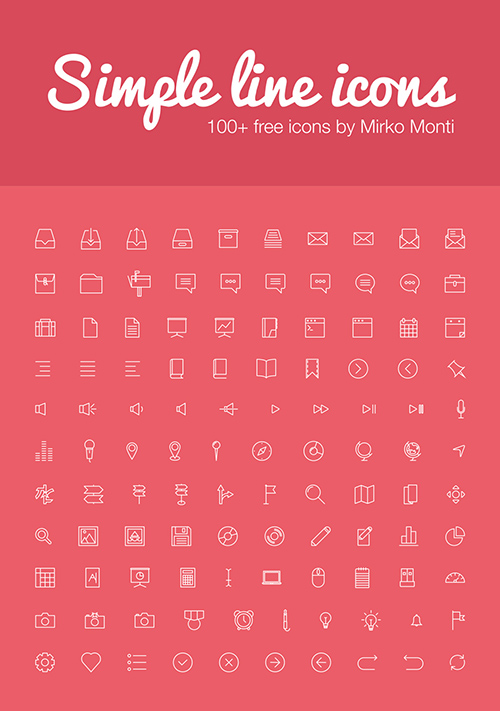 PSD, AI, EPS, SVG Web Icons - 100 Simple Line Icons