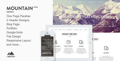 ThemeForest - Mountain -One Page Parallax Html Template - RIP