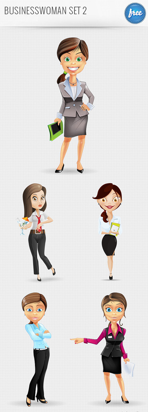 Businesswoman Characters Set 2 - PSD Layered