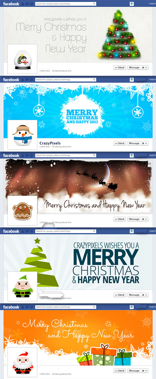 5 Premium Christmas Facebook Covers PSD Template