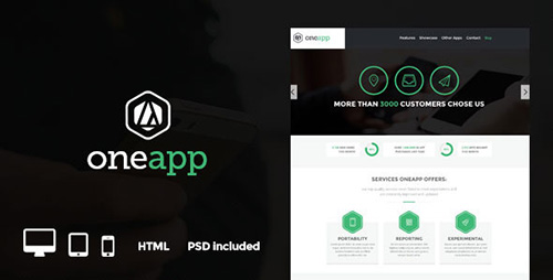 ThemeForest - OneApp - One-Page Creative & App HTML Template - RIP