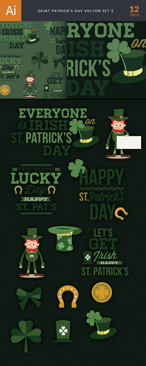 Saint Patrick\'s Day Vector Illustrations Pack