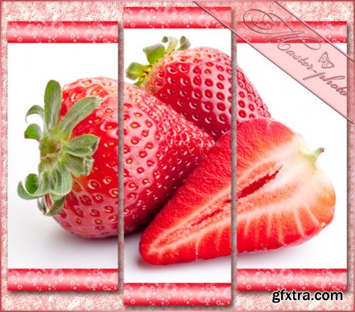 Psd source polyptych - Juicy strawberries