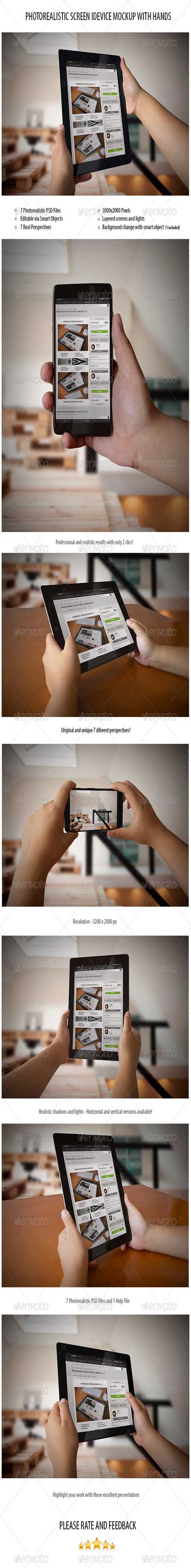 GraphicRiver Photorealistic Screen iDevice Mockup with Hands 6915550