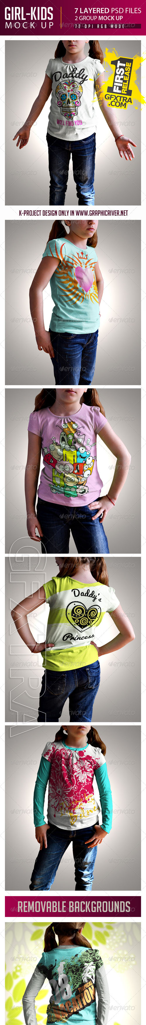 GraphicRiver - Girl Kids T-Shirt Mock Up 7204419