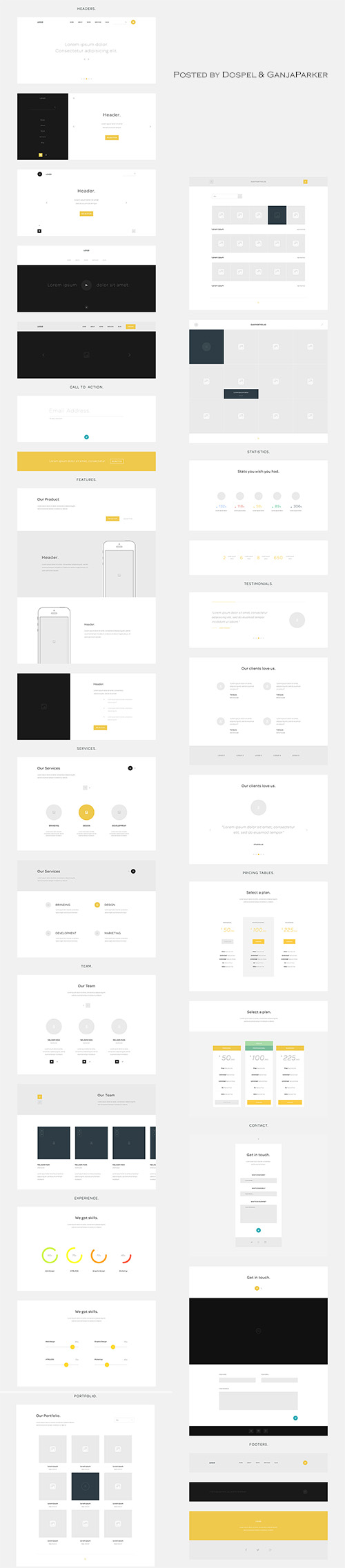 PSD Web Design - One Page Website Wireframes Vol.2