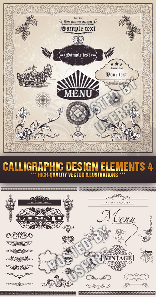 Stock Vector - Calligraphic Design Elements 4