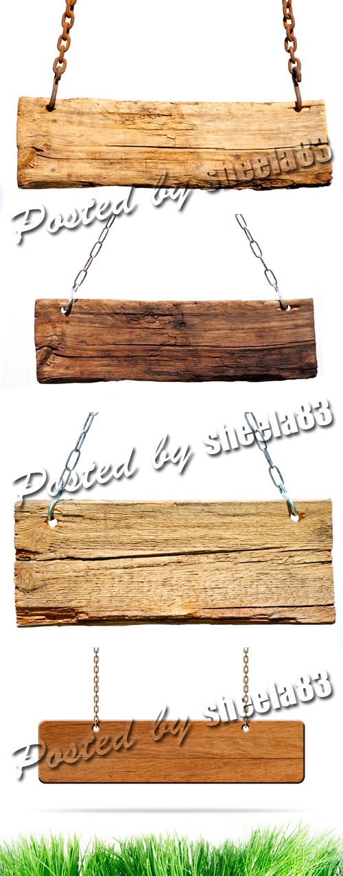 Wooden Signboards on White Background 4xJPGs